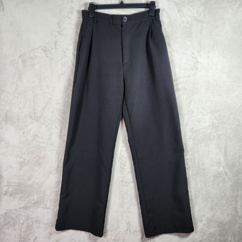 Streetwear Society Trouser Women Medium Black Pleated Wide Leg High Waist Office